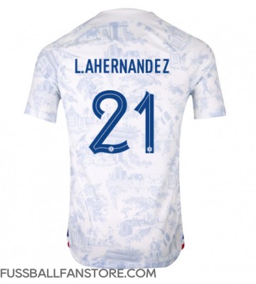 Frankreich Lucas Hernandez #21 Replik Auswärtstrikot WM 2022 Kurzarm
